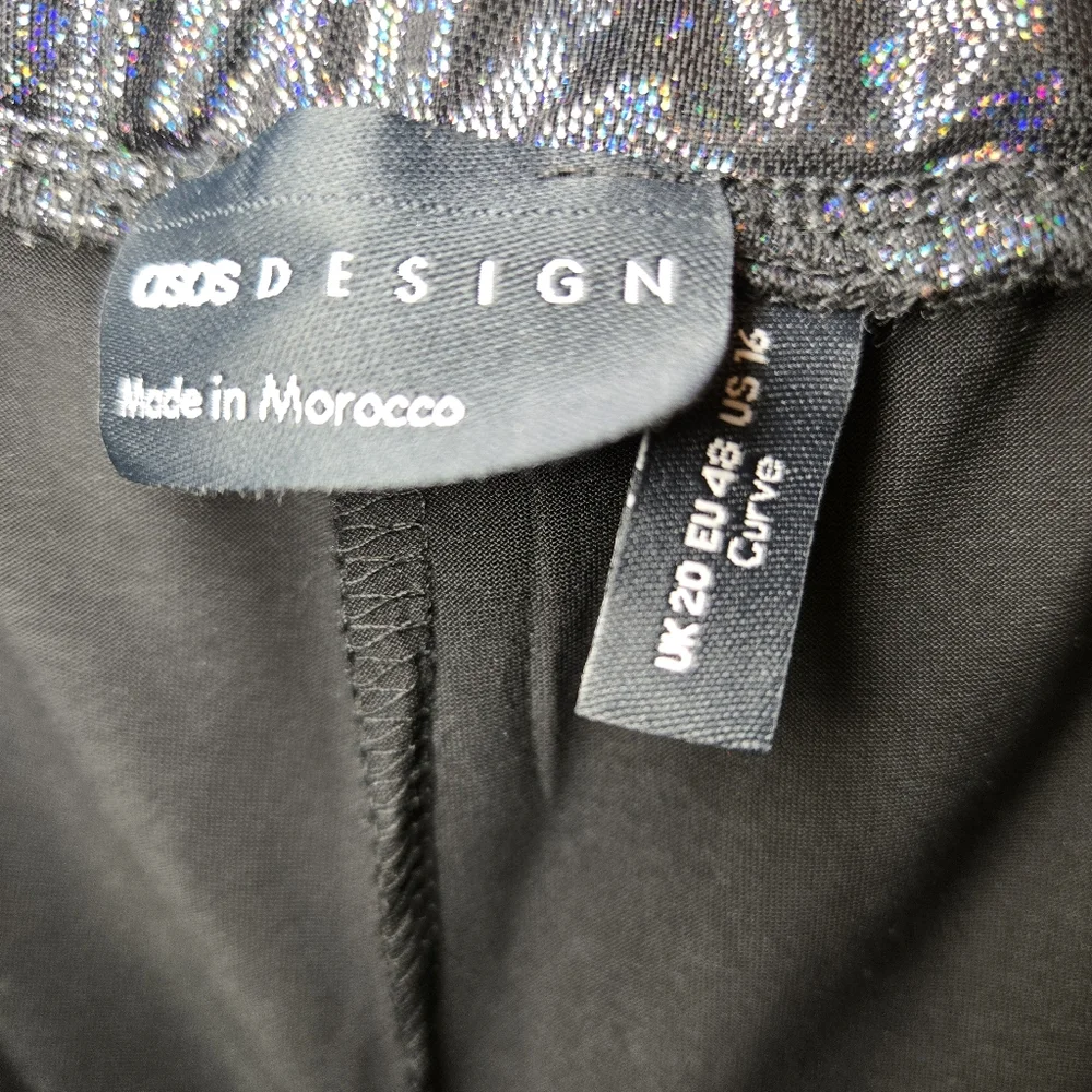 Asos Curve Women's Black Iridescent Colorful Straight Pants Size 16 Flare 31L - Picture 11 of 12